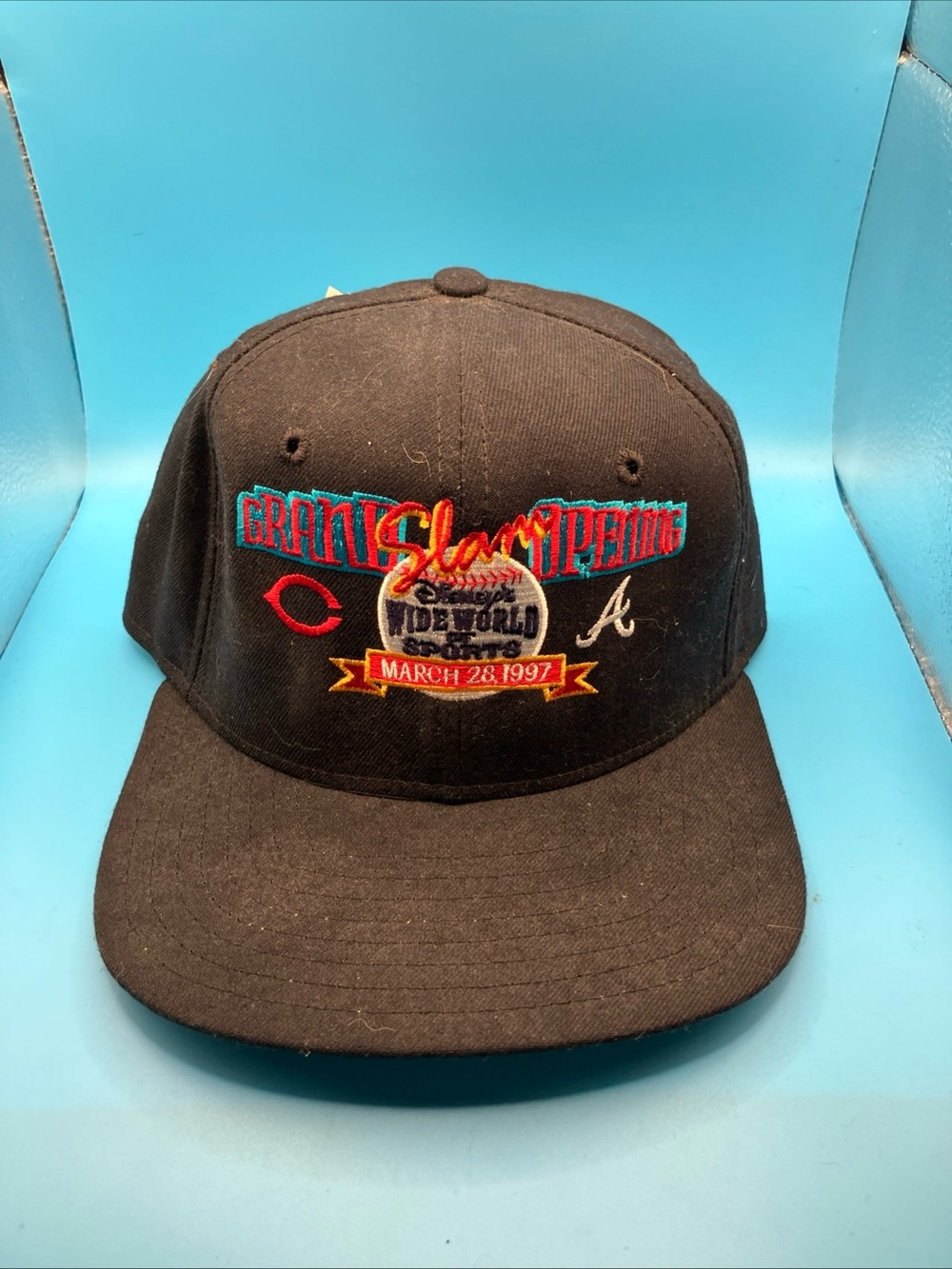 Rare 1997 Disney Wide World of Sports Grand Slam Opening Black Snapback Hat NWT